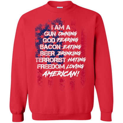Military T-shirt I Am A Gun Owning God Fearing Bacon Eating Red