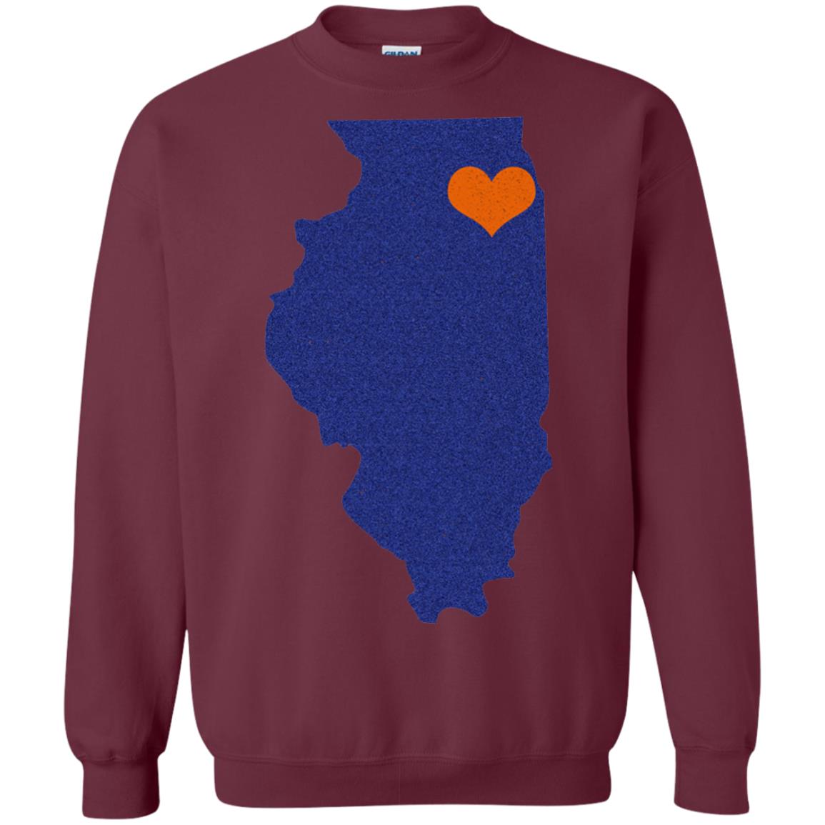 Football T-shirt Chicago Illinois Heart Maroon