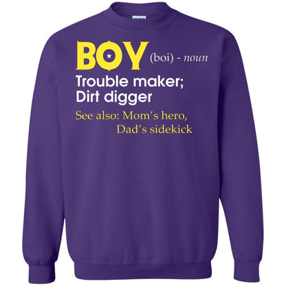 Boy Definition Trouble Maker Dirt Digger Shirt Purple
