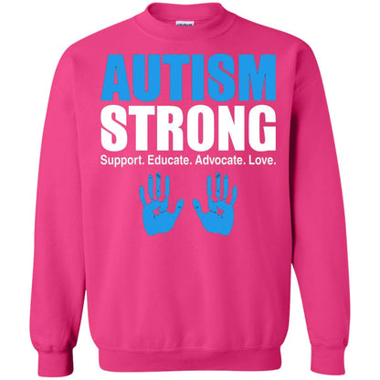 Autism Strong Support Educate Advocate Love T-shirt Heliconia