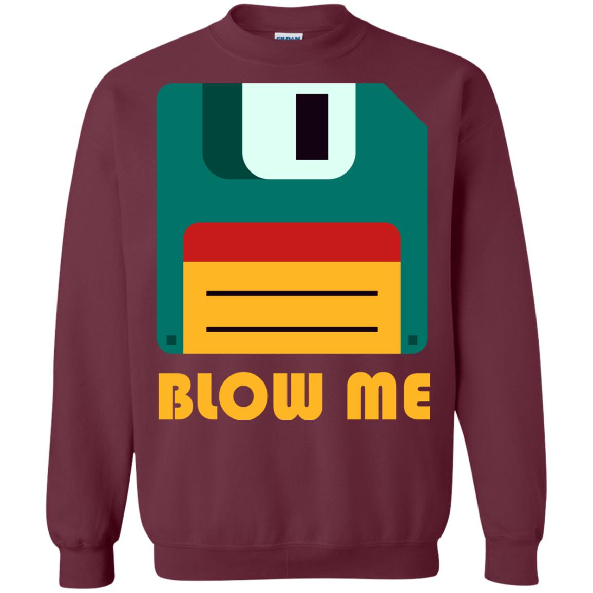 Blow Me Funny Floppy Disk Saying T-shirt Maroon