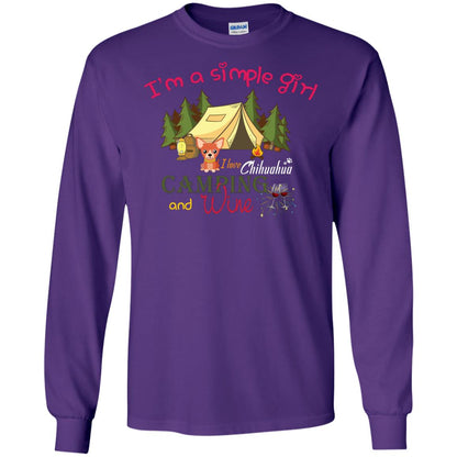 I’m A Simple Girl I Love Chihuahua Camping And Wine Shirt Purple