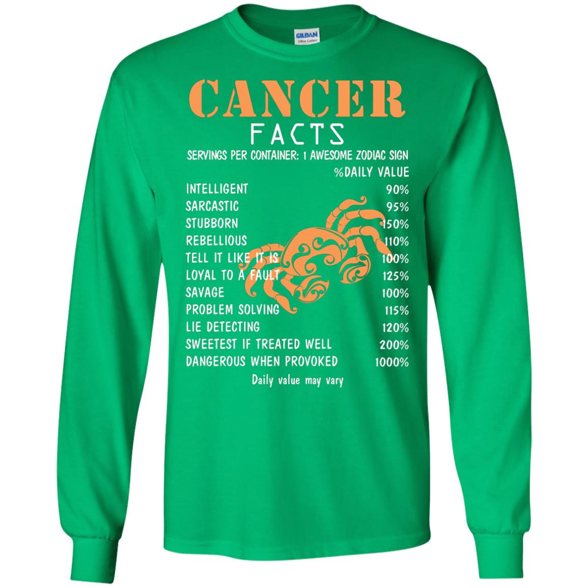 Cancer Facts 1 Awesome Zodiac Sign Gift Shirt For Cancer Horoscope Irish Green