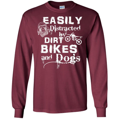 Dogs And Bikes Lover T-shirt Easily Distracted By Dirt Bikes And Dogs Maroon
