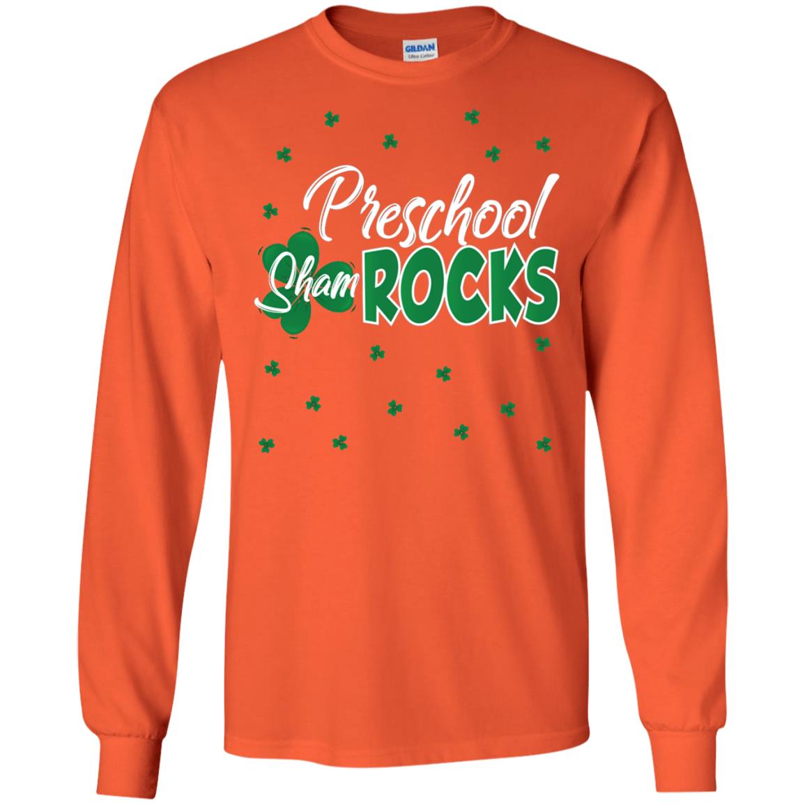 Preschool Shamrocks St. Patrick_s Day School T-shirt Orange
