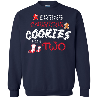 Christmas T-shirt Eating Christmas Cookies For Two Navy