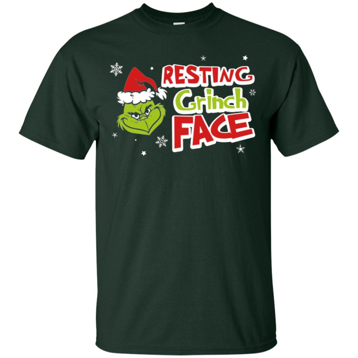 Christmas T-shirt Resting Grinch Face Forest Green