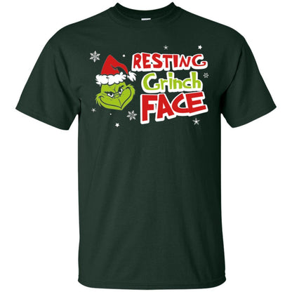 Christmas T-shirt Resting Grinch Face Forest Green