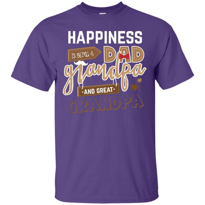 Happiness Is Being A Dad Grandpa And Great Grandpa Shirt Purple