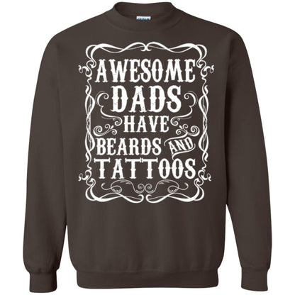 Awesome Dads Have Tattoos And Beards Funny Beard T-shirt Dark Chocolate