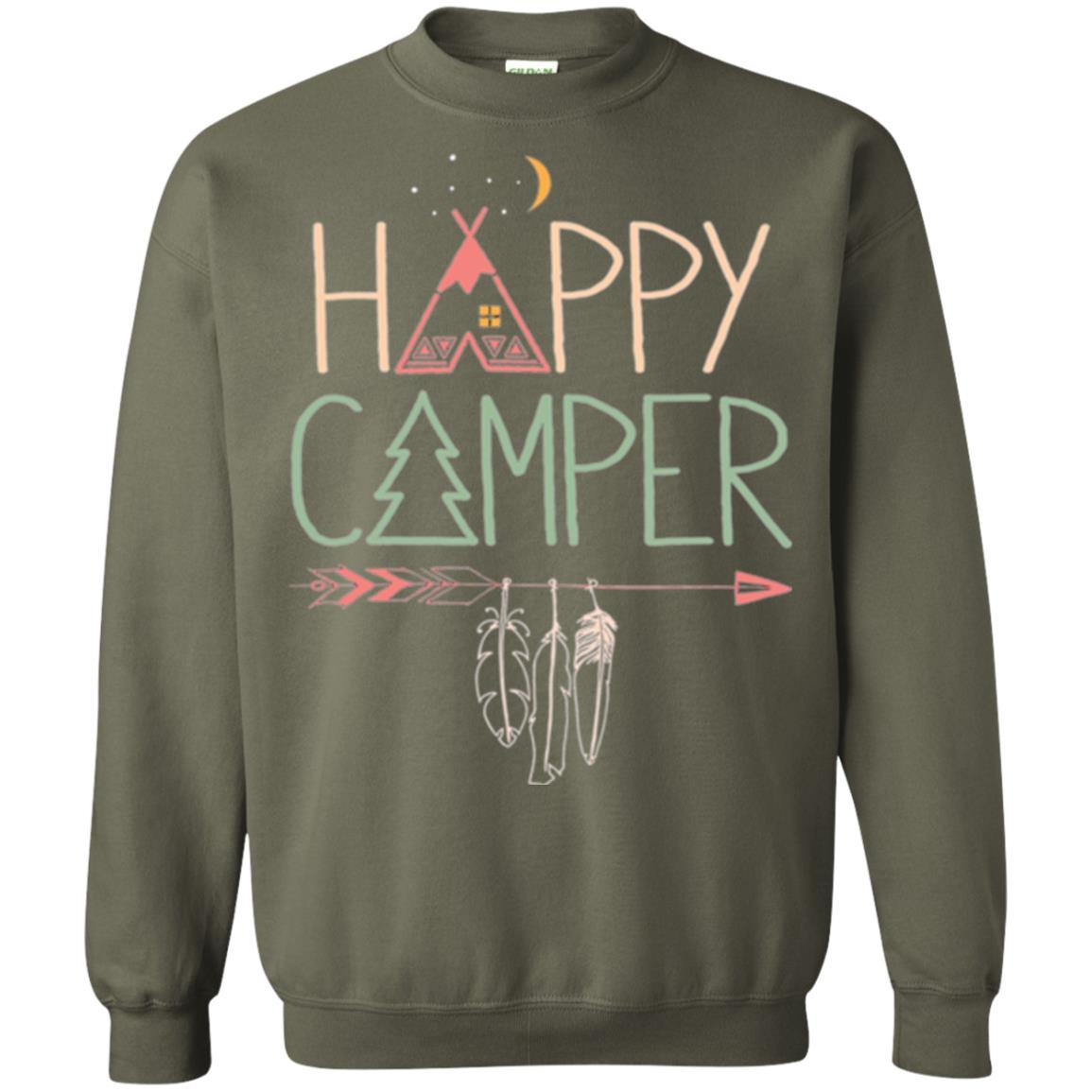 Camper T-shirt Happy Camping Military Green