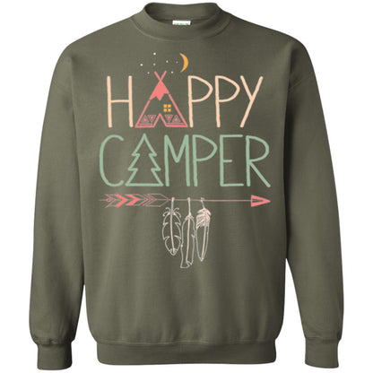 Camper T-shirt Happy Camping Military Green