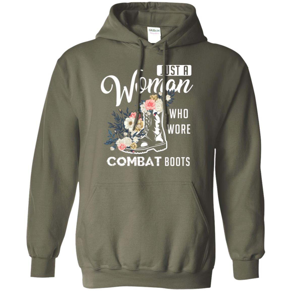 Just A Woman Who More Combat Boots Female Veteran T-shirt Military Green