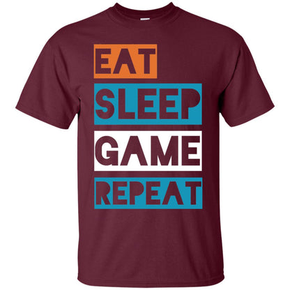 Eat Sleep Game Repeat Video Gamer Player T-shirt Maroon