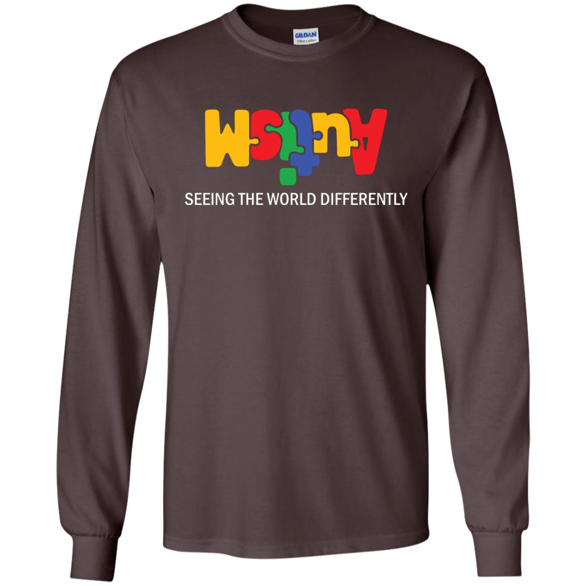 Autism Awareness T-shirt Seeing The World Differently Dark Chocolate
