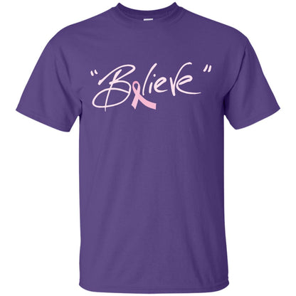 Breast Cancer Awareness Shirt Pink Ribbon Believe Purple