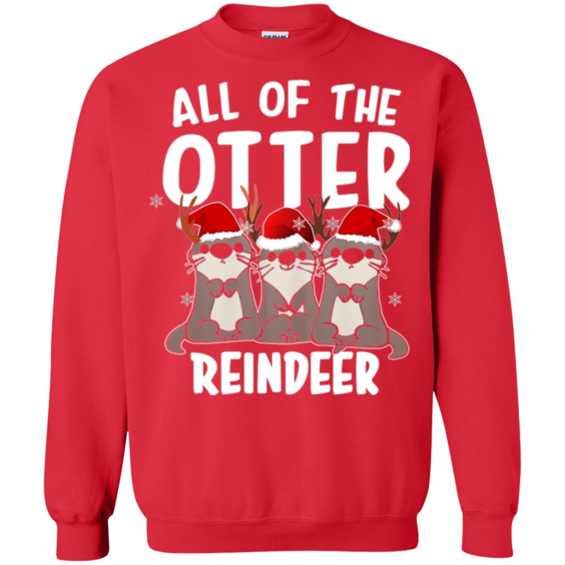 Christmas T-shirt All Of The Otter Reindeer Red