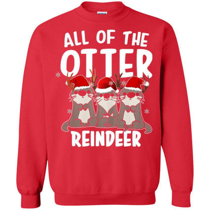Christmas T-shirt All Of The Otter Reindeer Red