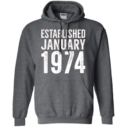 Established January 1974 43rd Birthday T-shirt Dark Heather