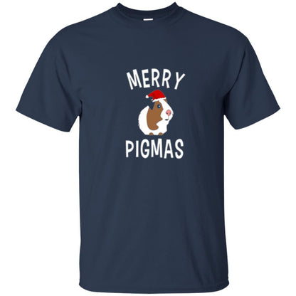 Guinea Pig Lover T-shirt Merry Christmas Pigmas Navy