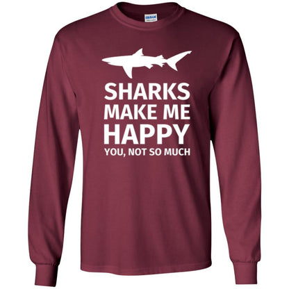 Shark Lover T-shirt Sharks Make Me Happy You Not So Much Maroon
