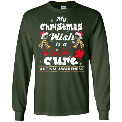 My Christmas Wish Is A Cure Autism Awareness X-mas Gift Shirt Forest Green