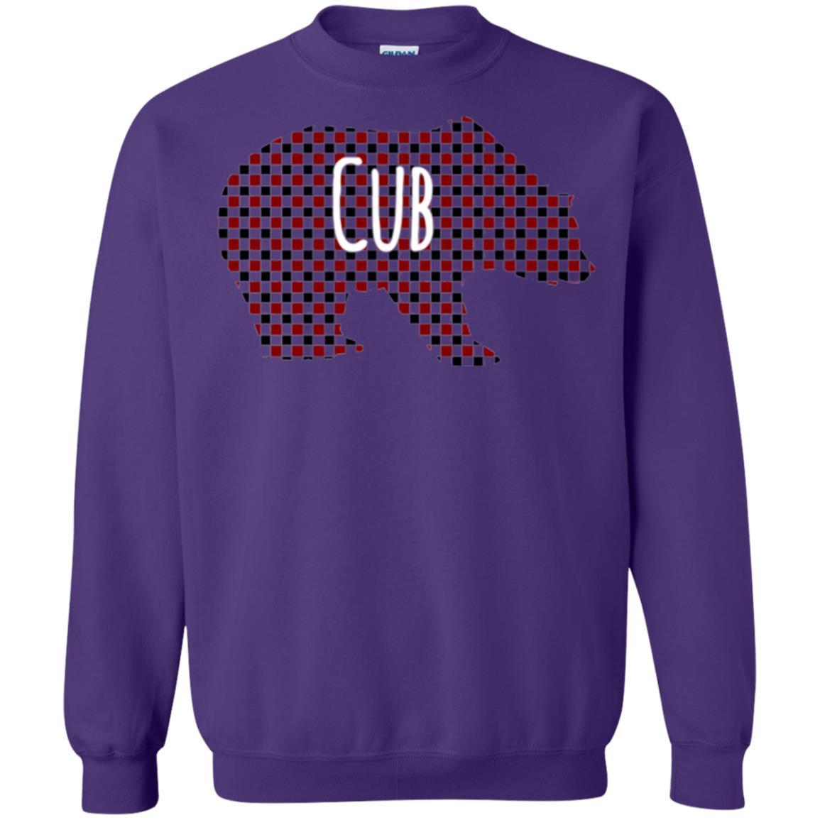 Family Christmas T-shirt Red Plaid Cub Bear Purple