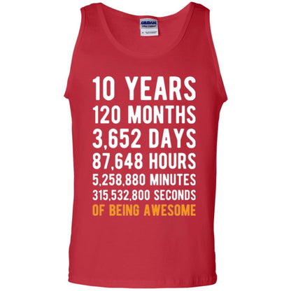 Birthday T-shirt 10 Years Old Of Being Awesome Red