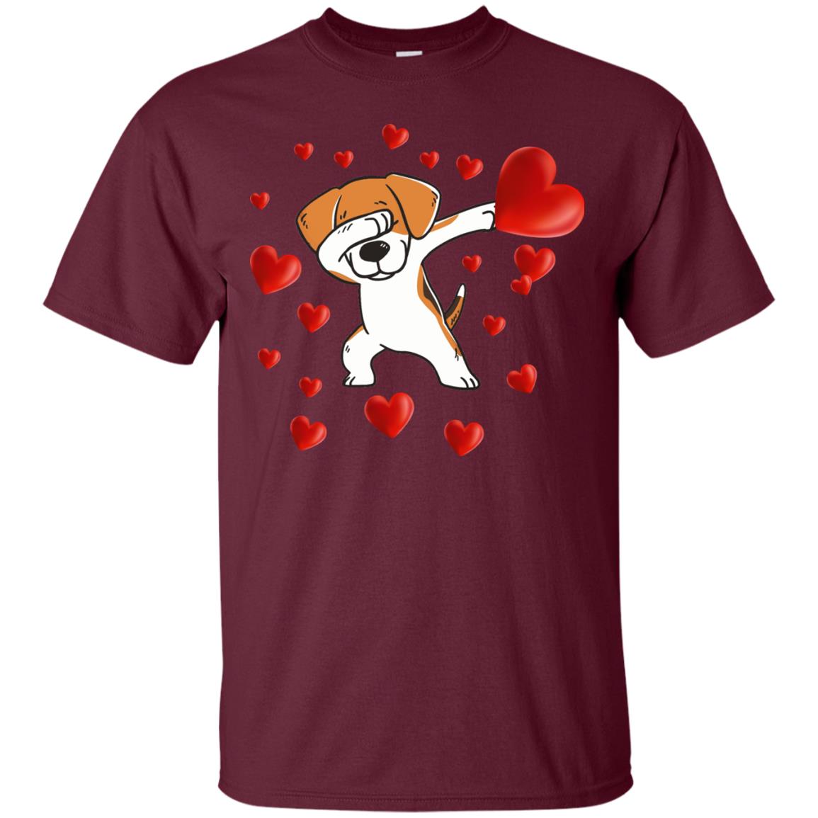 Valentines Day T-shirt Dabbing Dog Maroon