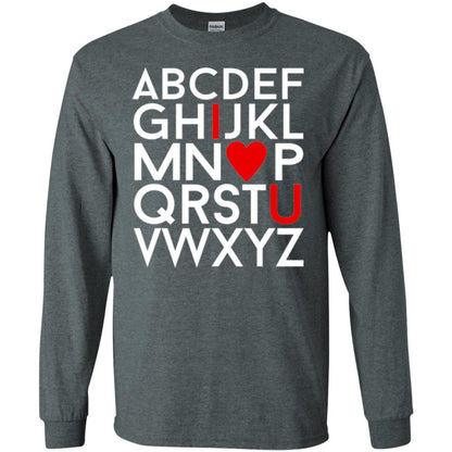 Happy Valentine_s Day Shirt, Alphabel I Love You Dark Heather