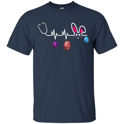 Heartbeat Nurse Doctor Easter Bunny Shirt Navy