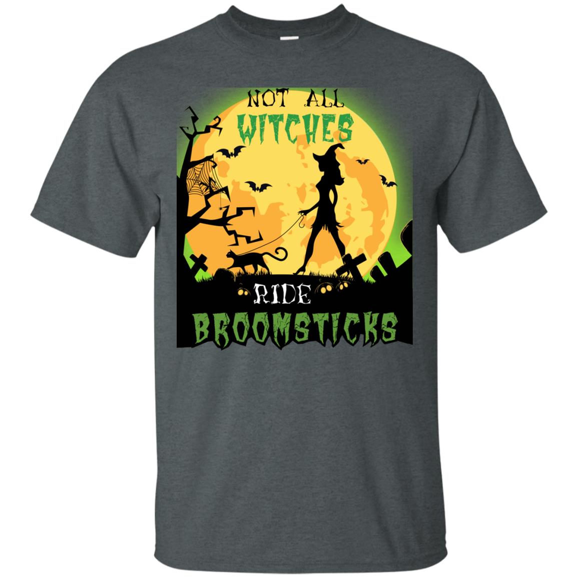 Not All Witches Ride Broomsticks Witches Walk With Cat Funny Halloween Shirt Dark Heather