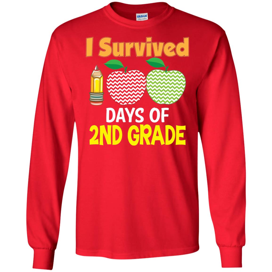 Kindergarten T-shirt I Survived 100 Days Of 2nd Red