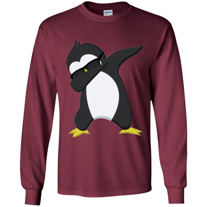 Chirstmas T-shirt Dabbing Penguin Maroon