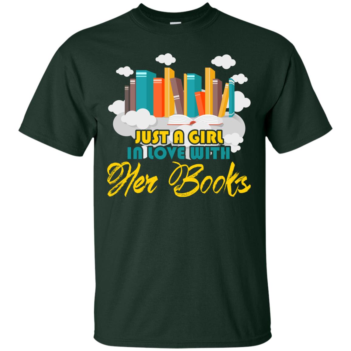 Just A Girl In Love With Her Books Bookworm Gift Shirt For Girls Forest