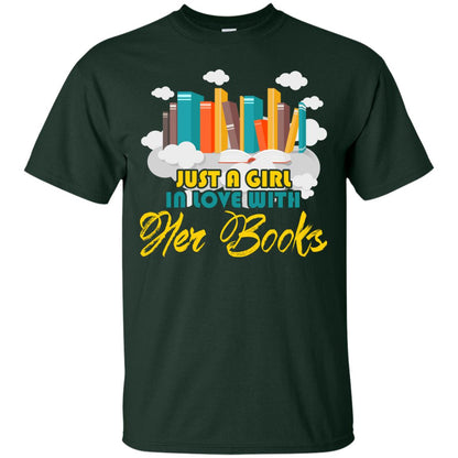 Just A Girl In Love With Her Books Bookworm Gift Shirt For Girls Forest