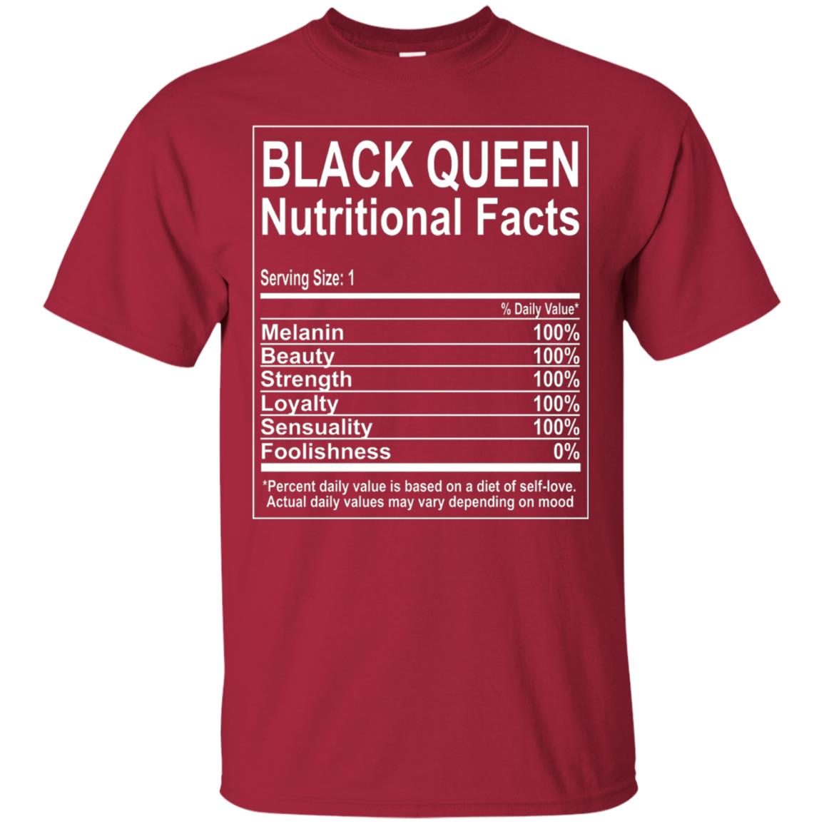 Black Queen Nutritional Facts T-shirt Self Love Cardinal