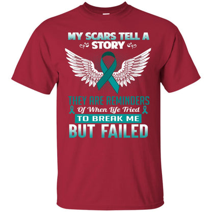My Scars Tell A Story Ovarian Cancer Awareness T-shirt Cardinal