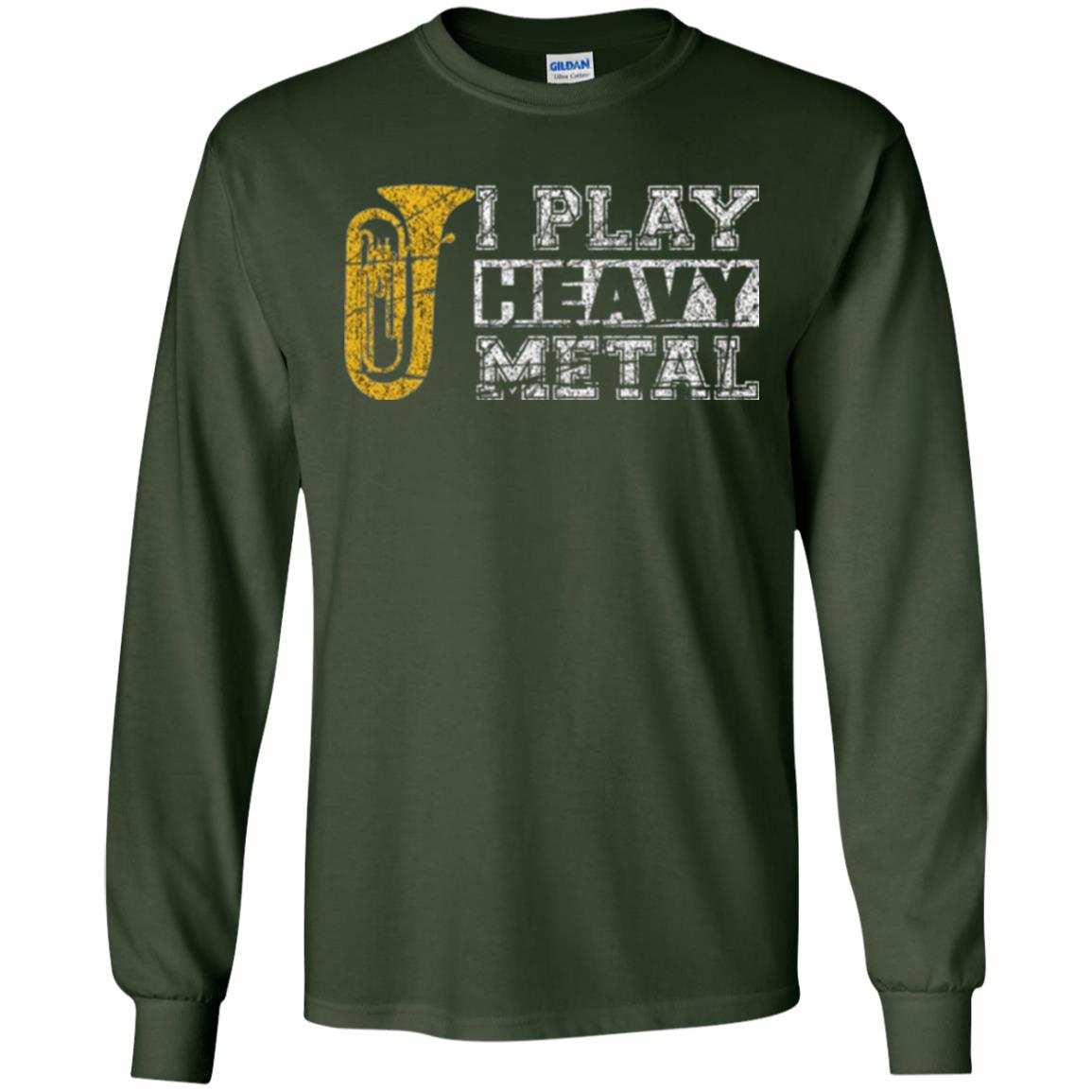 Funny Band Distressed T-shirt I Play Heavy Metal Forest Green