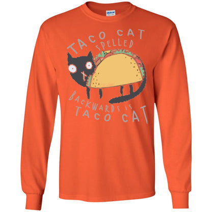 Cat Lovers T-shirt Taco Cat Spelled Backward Is Taco Cat Orange