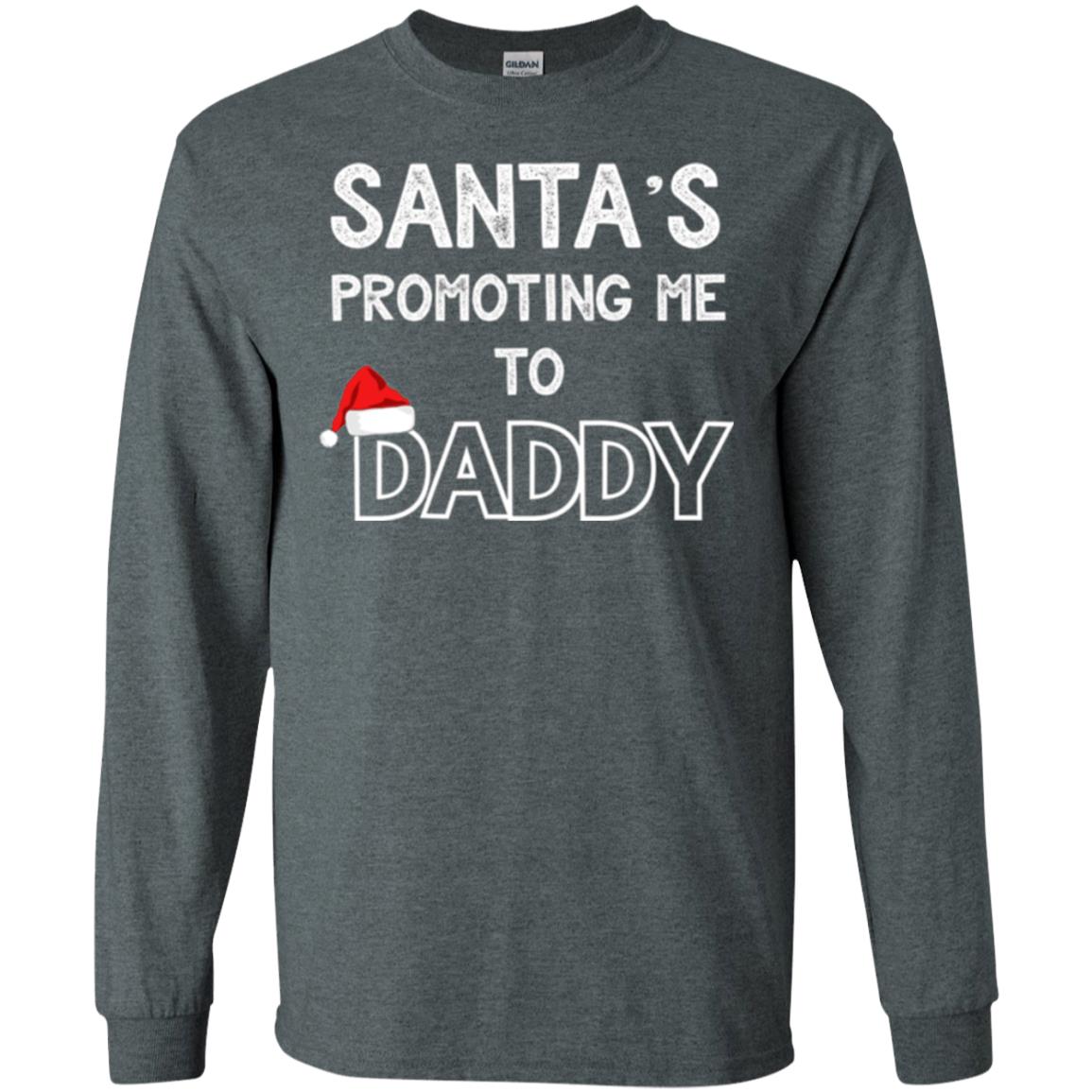 Pregnancy Announcement T-shirt Santa Promoting Me To Daddy Dark Heather