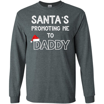 Pregnancy Announcement T-shirt Santa Promoting Me To Daddy Dark Heather