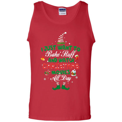 Christmas T-shirt I Just Want To Bake Stuff And Watch Christmas Movies Red