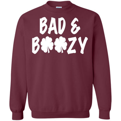 Bad And Boozy St. Patrick_s Day T-shirt Maroon