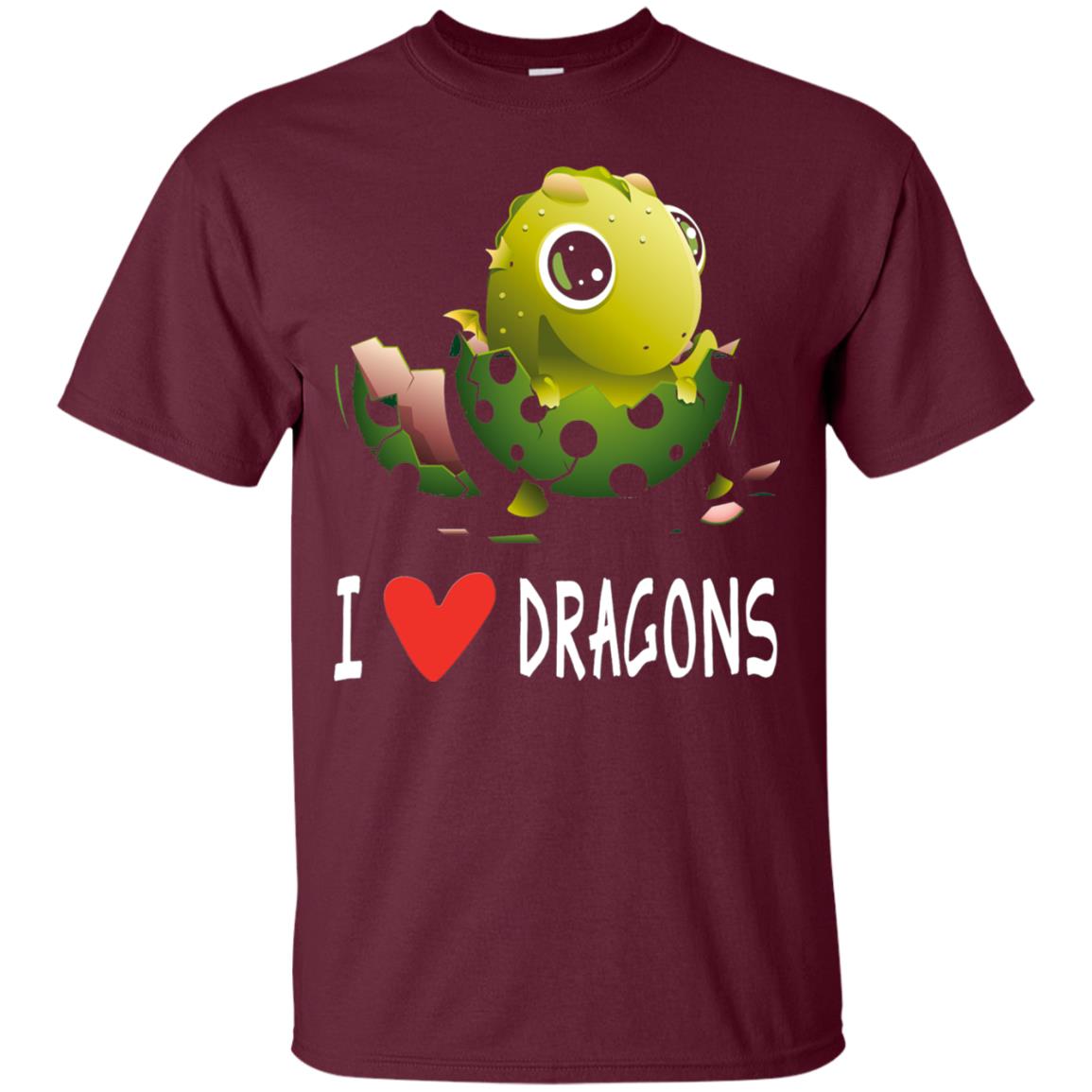 I Love Dragons Baby Dragon Lover Shirt Maroon