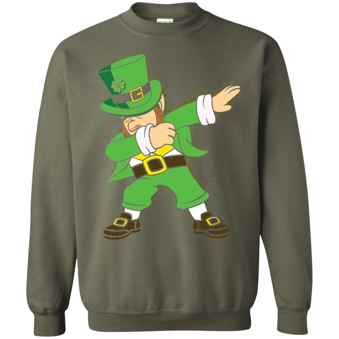 Dabbing Leprechaun Irish Dab Dance St Patrick_s Day T-shirt Military Green