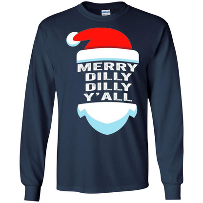 Christmas T-shirt Dilly Dilly Yall Santa Hat Christmas T-shirt Navy