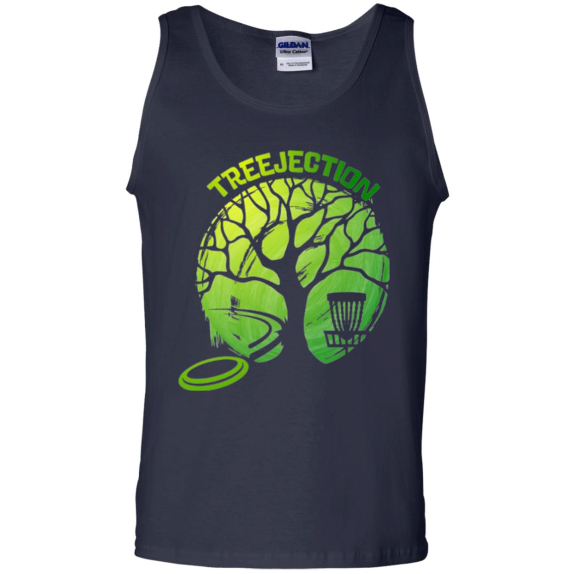Funny Disc Golf T-shirt Treejection Navy