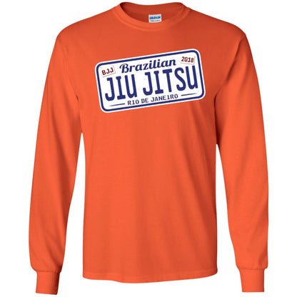 Funny Jiu Jitsu Bjj License Plate T-shirt Orange