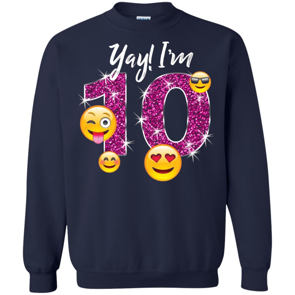 Funny Emoji Birthday 10th Birthday T-shirt Navy